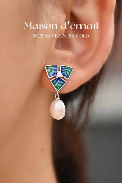 Earring | Enamel and Pearl