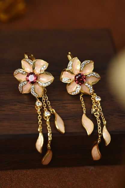 Earring | Enamel and Garnet