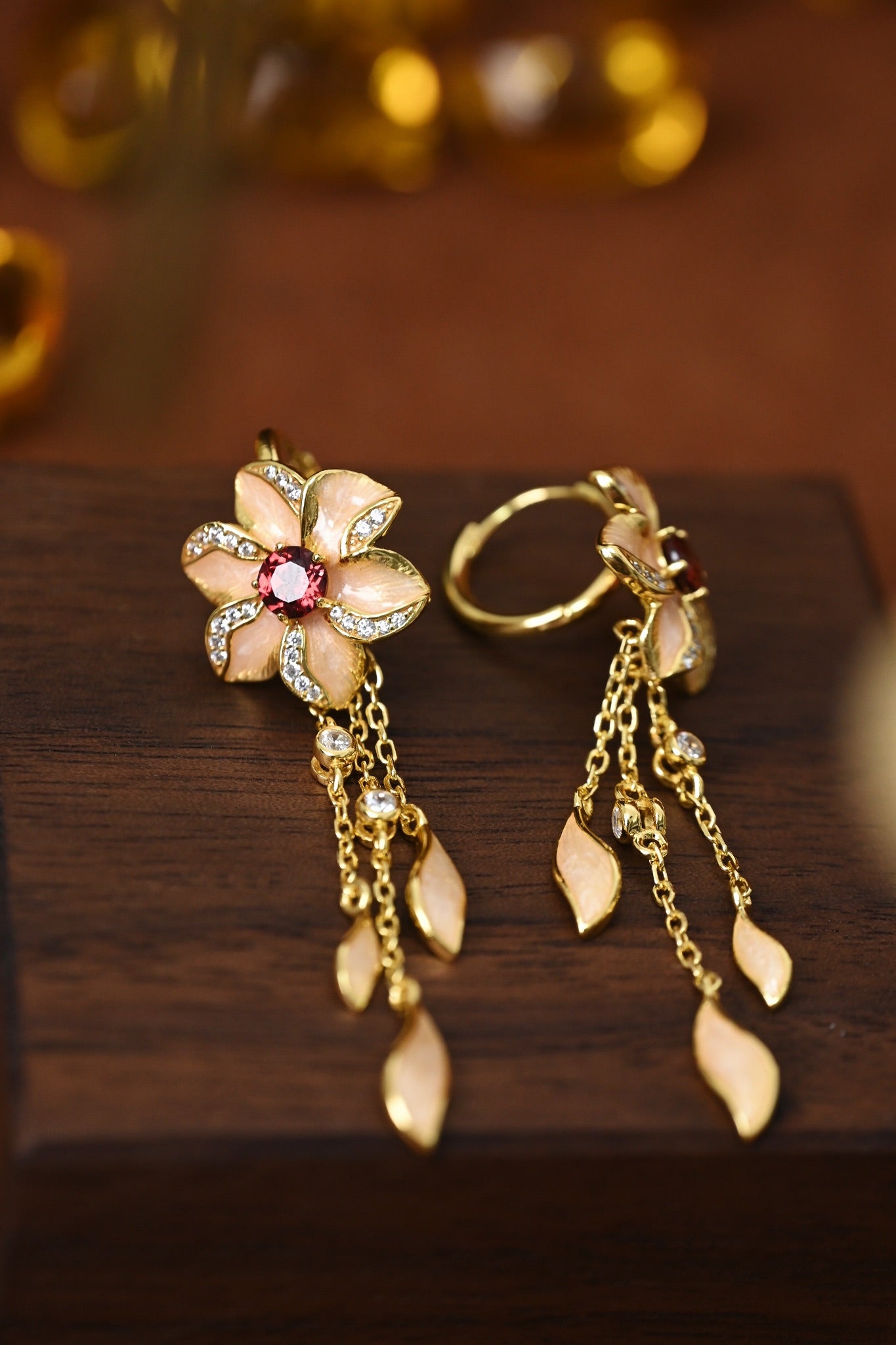 Earring | Enamel and Garnet