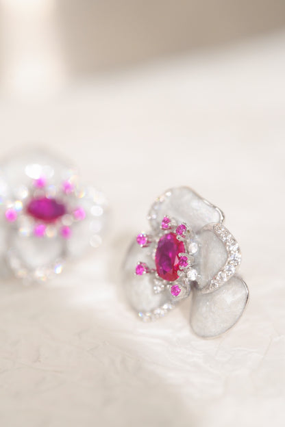 Earring | Enamel and Lab-Grown Ruby