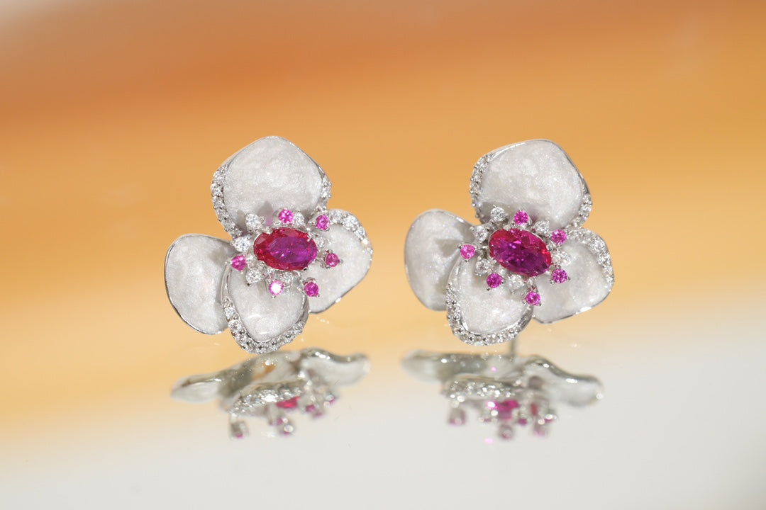 Earring | Enamel and Lab-Grown Ruby