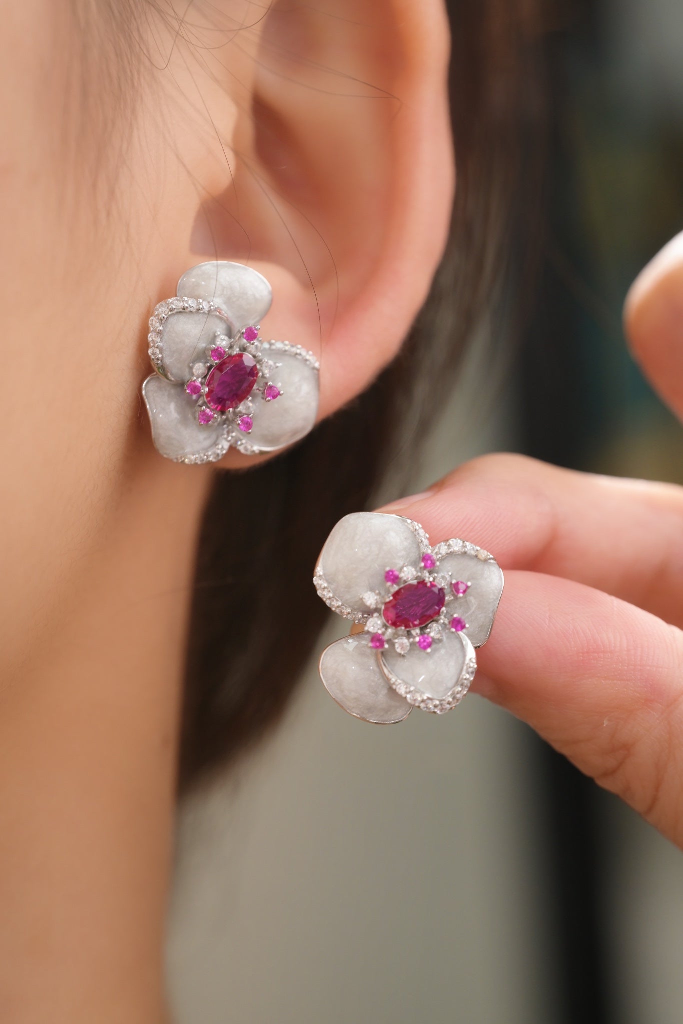 Earring | Enamel and Lab-Grown Ruby