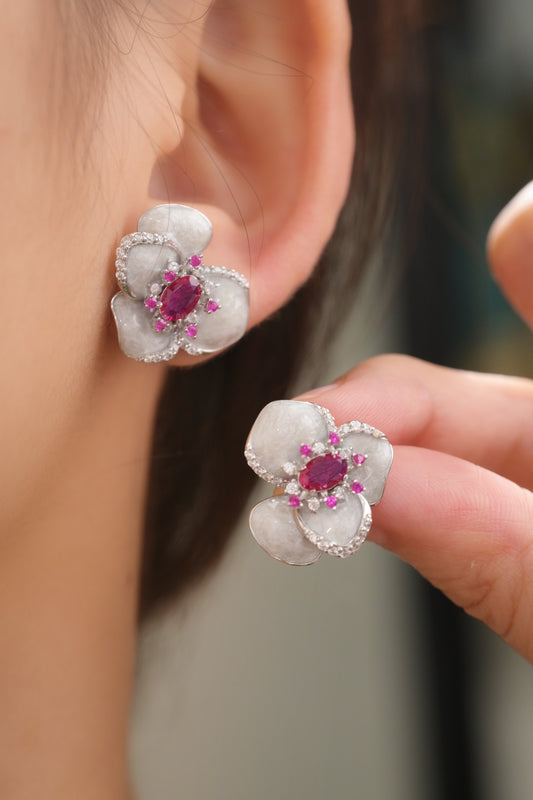 Earring | Enamel and Lab-Grown Ruby