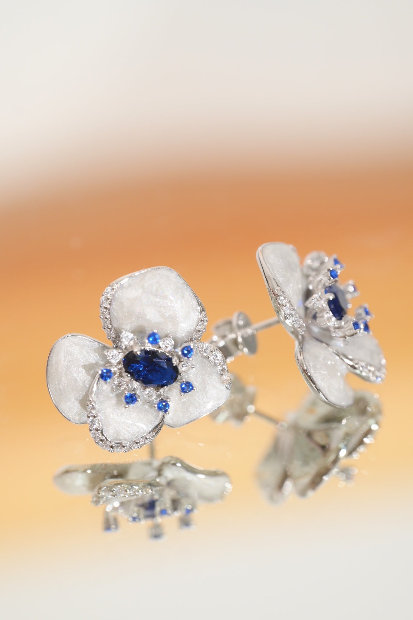 Earring | Enamel and Lab-Grown Sapphire