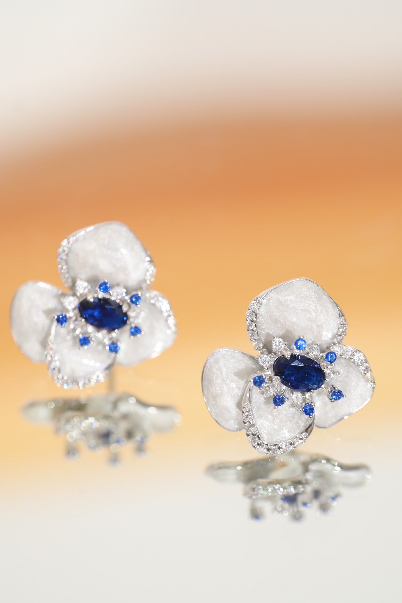 Earring | Enamel and Lab-Grown Sapphire