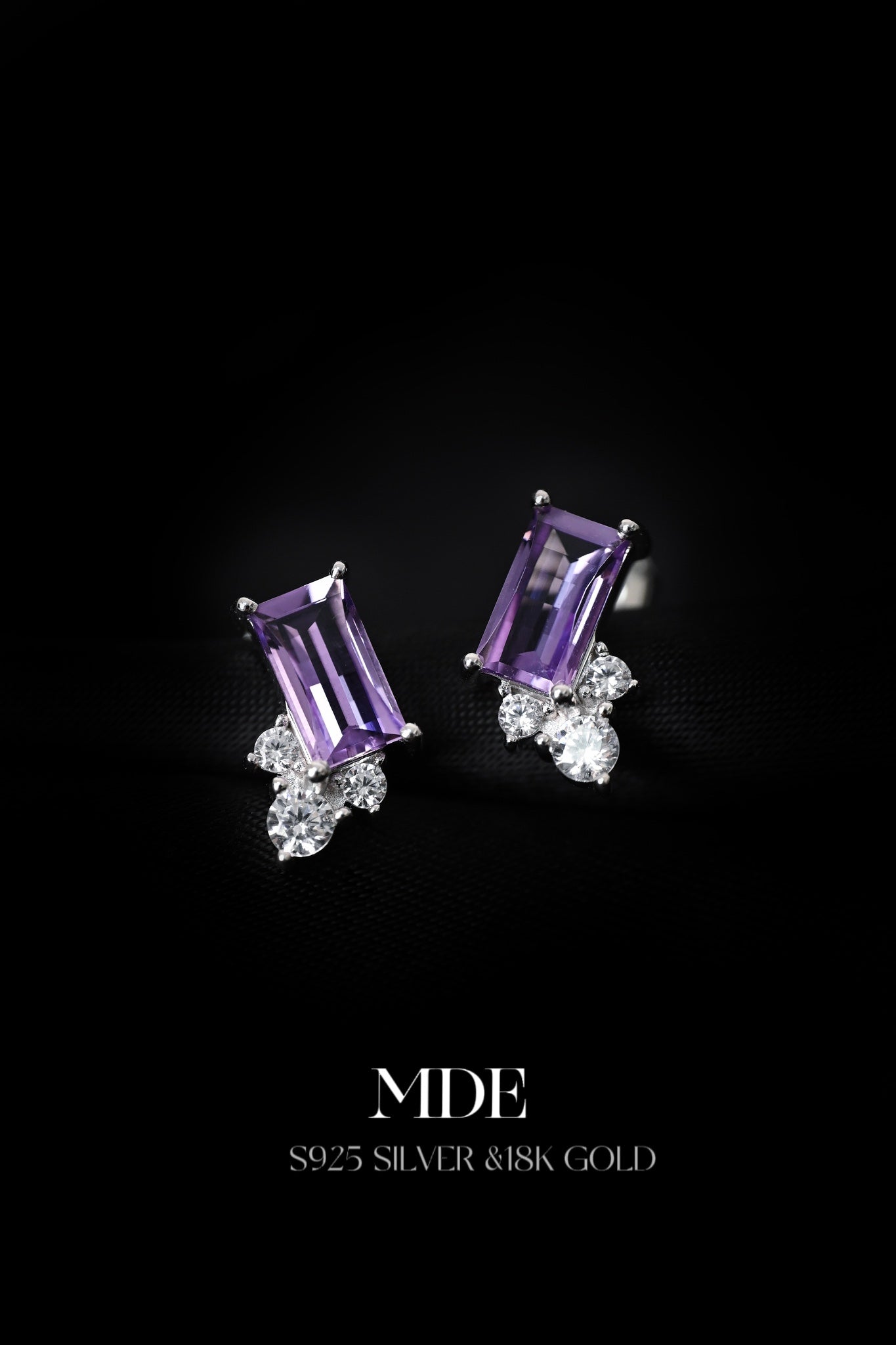 Sterling Silver Natural Amethyst Earring Studs