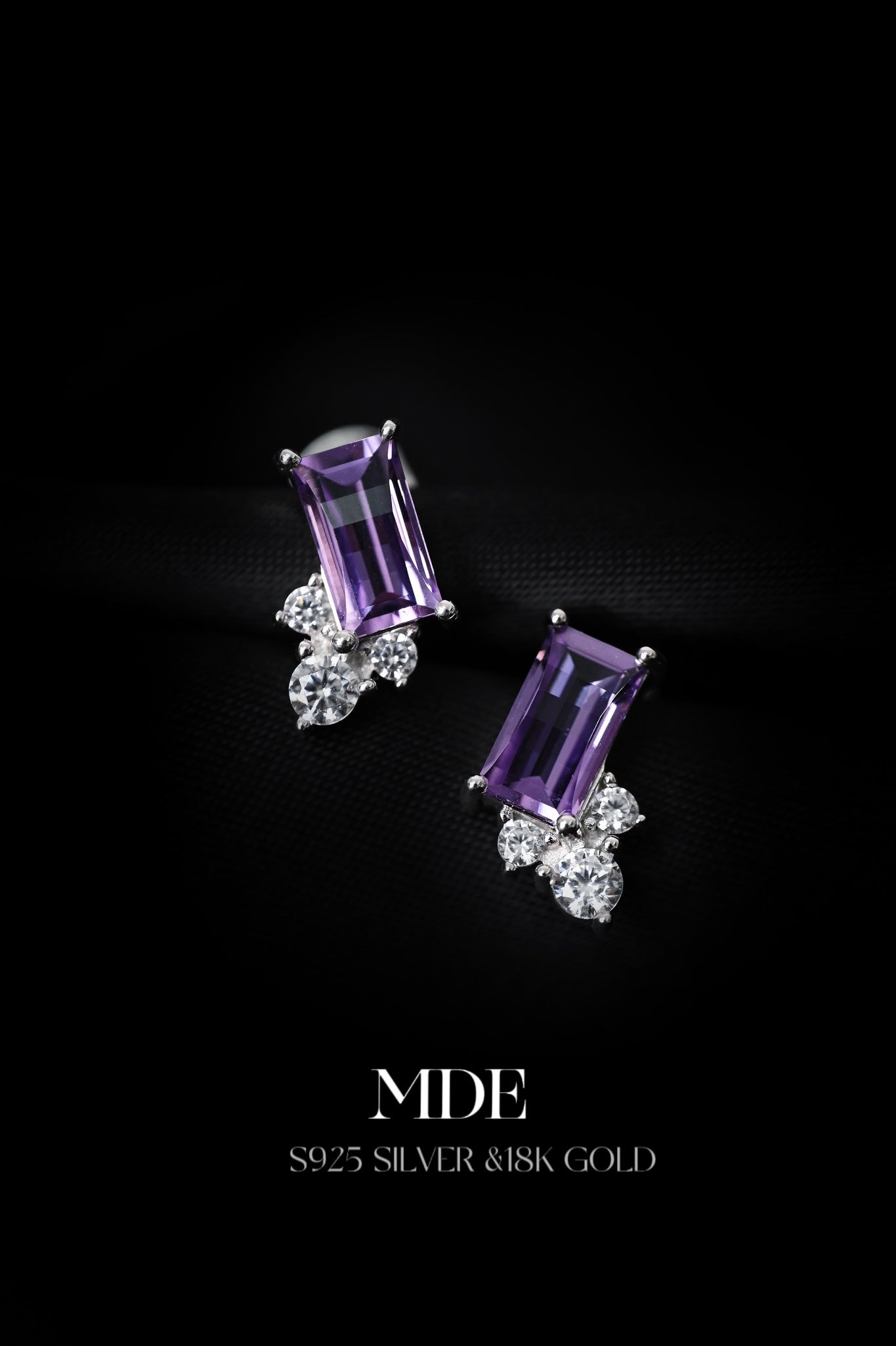 Sterling Silver Natural Amethyst Earring Studs