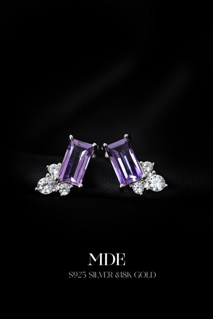 Sterling Silver Natural Amethyst Earring Studs