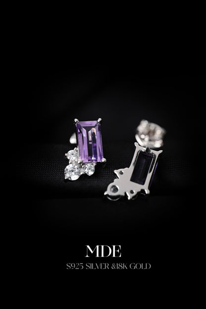 Sterling Silver Natural Amethyst Earring Studs