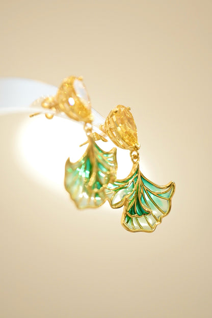 18K Gold Plated Serene Ginkgo Earrings