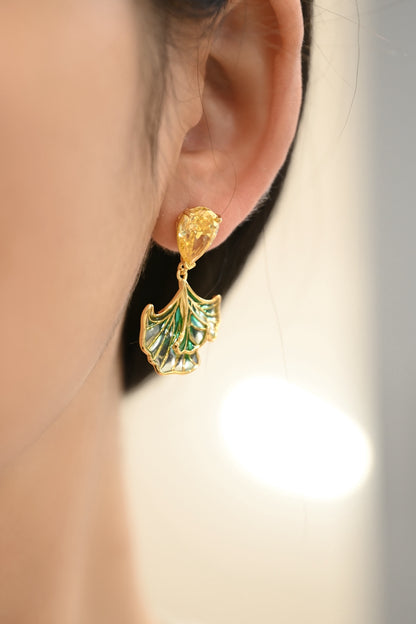 18K Gold Plated Serene Ginkgo Earrings