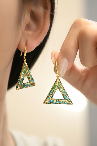 18K Gold Plated Transparent Enamel Earrings