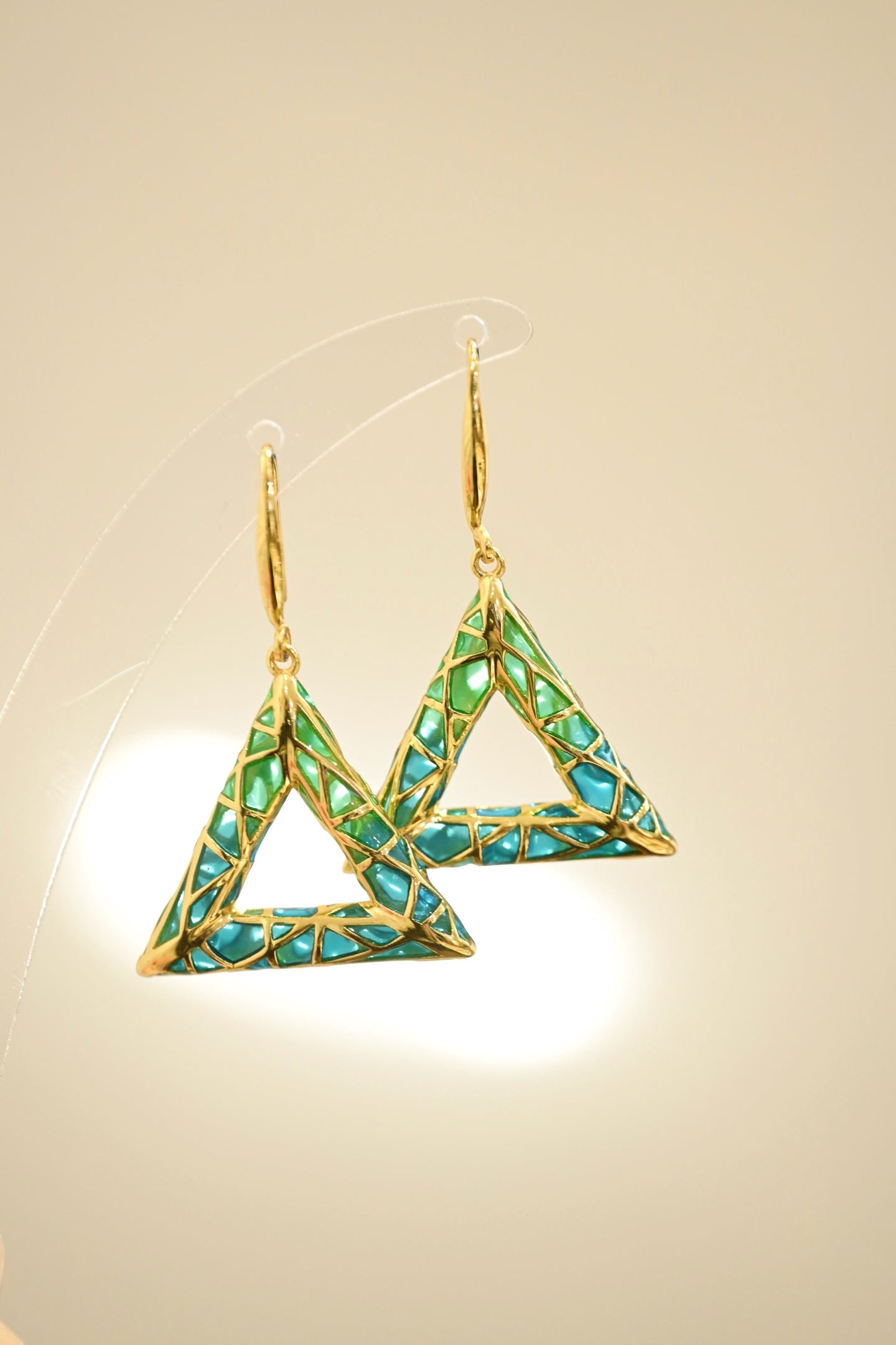 18K Gold Plated Transparent Enamel Earrings