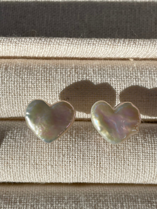 Heart Shape Pearl Studs