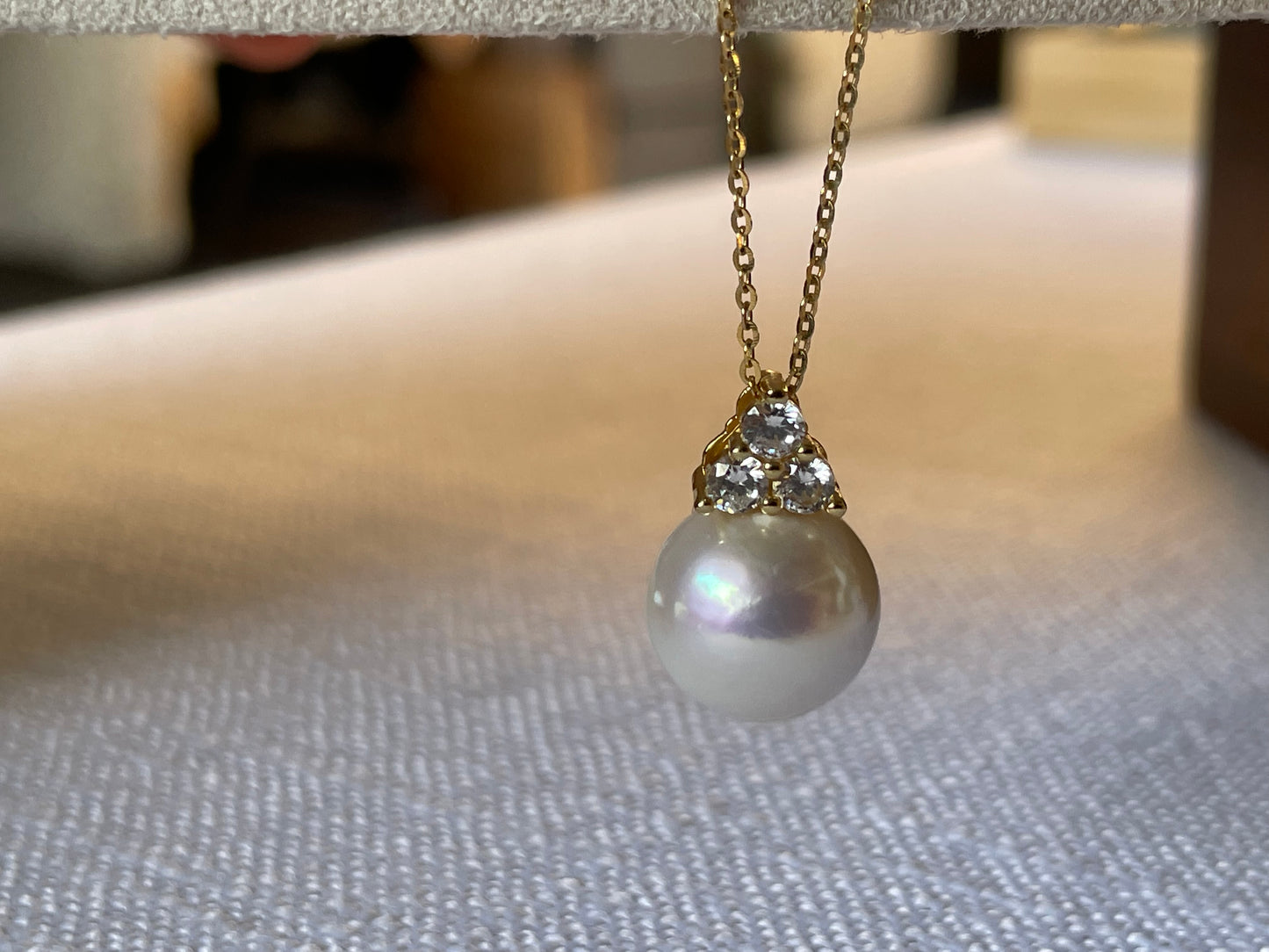 Pearl Pendant with 3 CZ