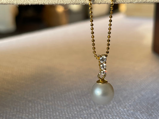 Pearl Pendant with CZs