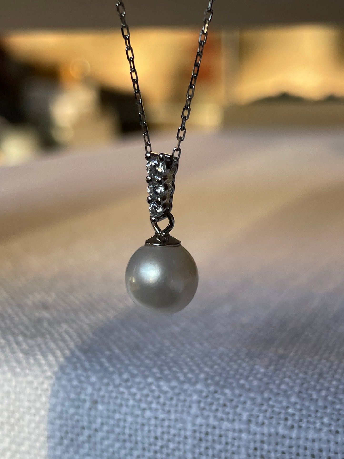 Pearl Pendant with CZs