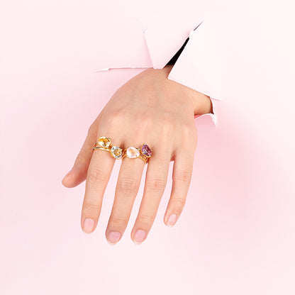 18K Gold Plated Pear Amethyst Ring