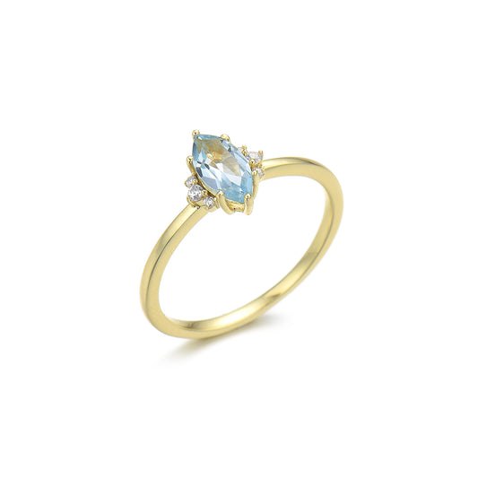 18K Gold Vermeil Sky Blue Topaz Birthstone Ring