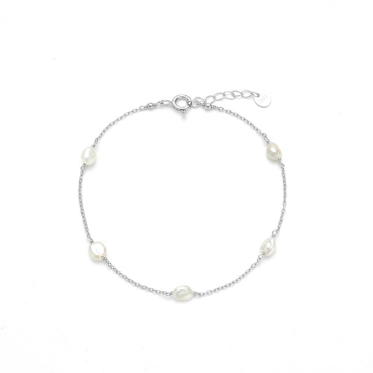 Sterling Silver Pearl Bracelet - Nebula