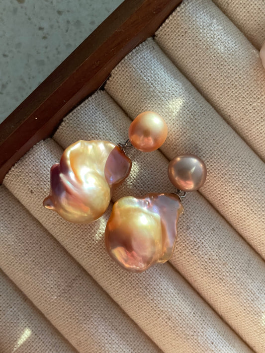 Purple Baroque Pearl Earring