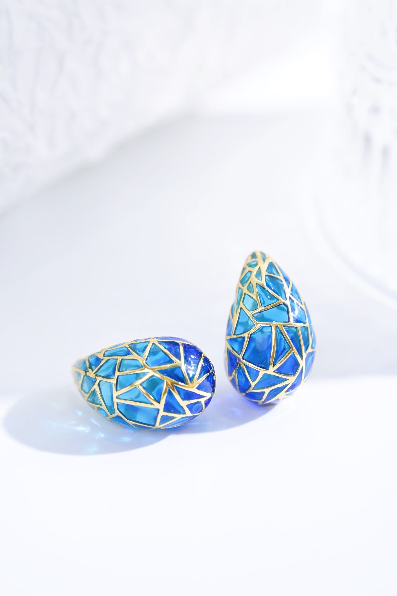 Earring | Transparent Enamel Tear-drop Shape