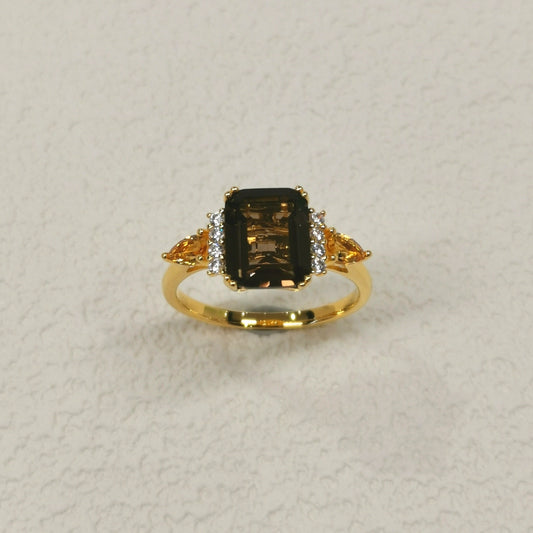 Ring | Smoky Quartz and Citrine