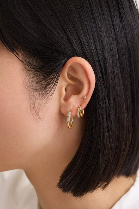 14k Gold Vermeil Linquid Sparkle Huggie Earrings