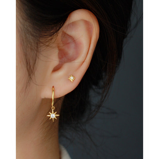 Sterling Silver Hoop Earrings - Pole Star Gold