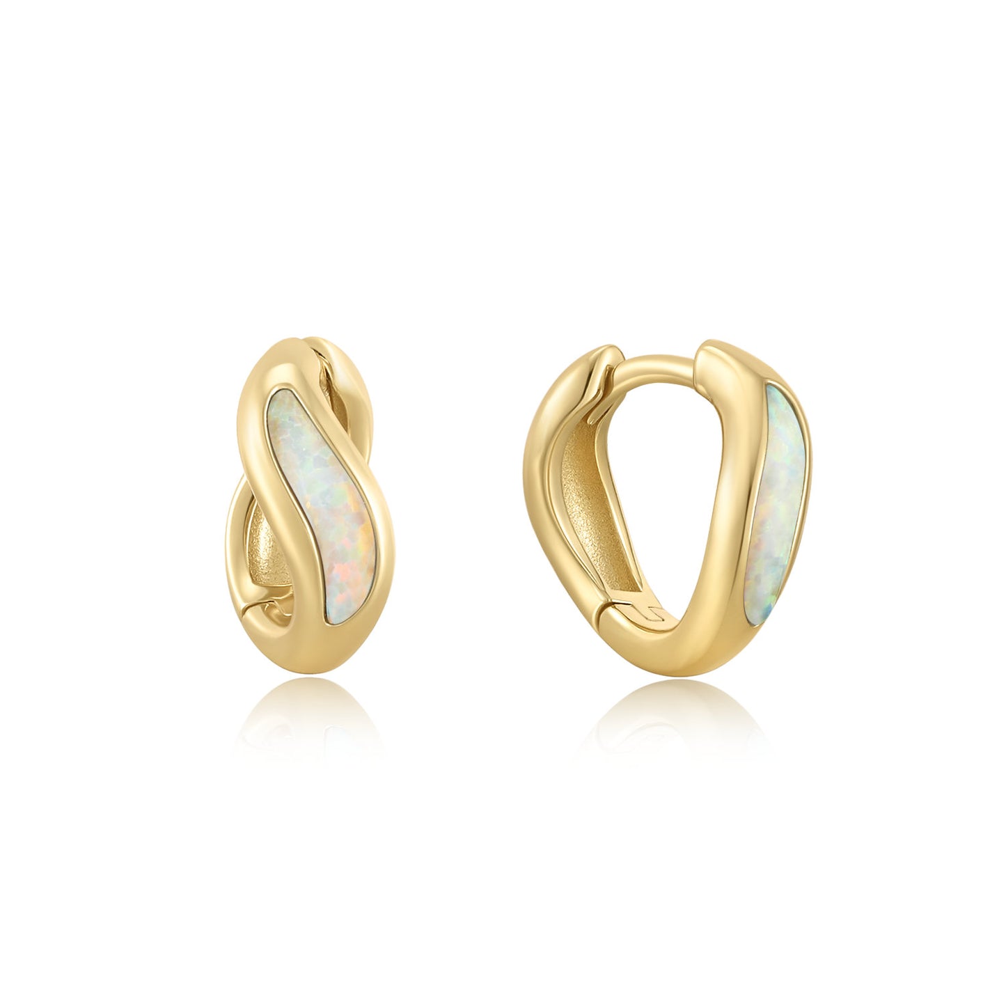 Wave Opal | 14k Gold Vermeil Hoop  Earrings