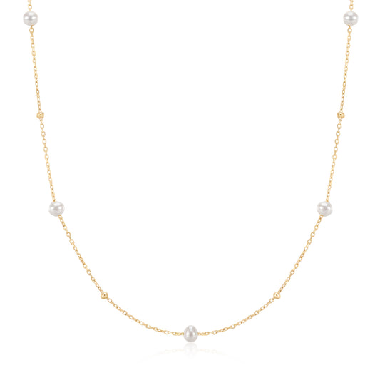 9k Solid Gold Starlit Pearl Necklace